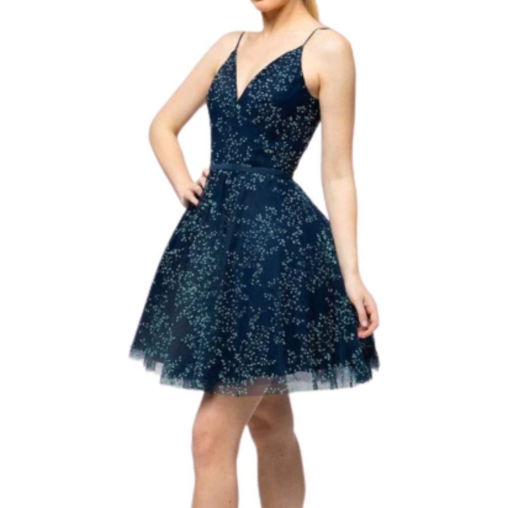 NWT Terani Couture 1912P8083 Cocktail Dress Blue size 0